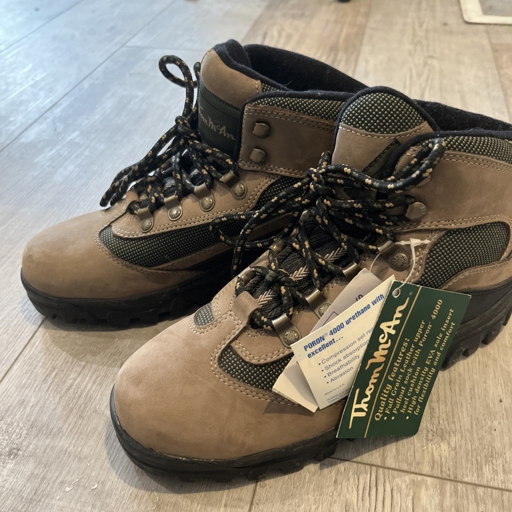 Vintage Thom McAn Brown Leather Lace-Up Hiking Chore Boots Women's 8.5